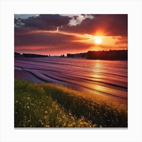 Sunset Over A Field 8 Canvas Print