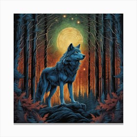 Wolf In The Woods 35 Canvas Print