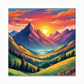 Sunset In The Mountains 43 Canvas Print