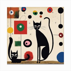 Joan Miro Inspired Cats Exhibition Poster Art Print (4) Canvas Print