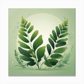 Abstraction with Green fern, Vector art Canvas Print