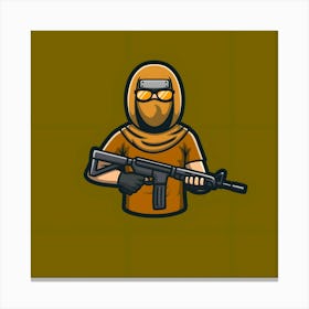 Cute Gun Man Mascot Avatar Canvas Print