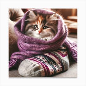 Cute Kitten In A Scarf Canvas Print