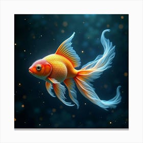 A Whimsical Goldfish With Scales Of Glowing, Fractal Light Swimming Through A Cosmic Pool 1 Canvas Print