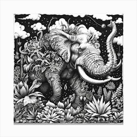 Elephant In The Jungle Canvas Print