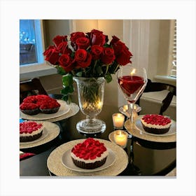 Valentine'S Day Table Setting 3 Canvas Print