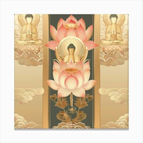 Vesak Banner Texture Featuring Buddhist Symbols 3 Canvas Print