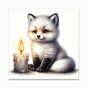 Fox By Candle Canvas Print