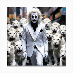 Clown With Lions Canvas Print