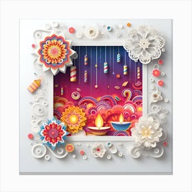 Diwali 3d Paper Art Canvas Print
