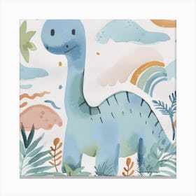 Cute Muted Brachiosaurus Dinosaur  1 Canvas Print