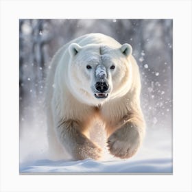 Polar Bear In The Snow Canvas Print