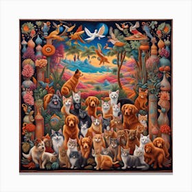 Cats And Birds Canvas Print