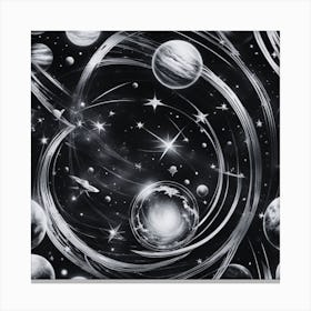 Black And White Planets Canvas Print