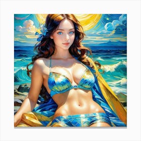 Beautiful Woman In A Bikinicgh Canvas Print