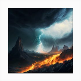 Impressive Lightning Strikes In A Strong Storm 16 Canvas Print