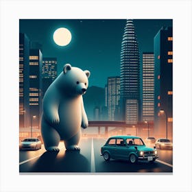 Polar Bear In The City Canvas Print