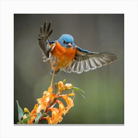 Bluebird In Flight Canvas Print