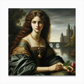 Lady With A Rose11 Canvas Print