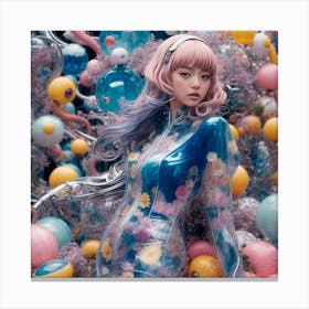 Cyberpunk Girl In A Bubble Dress Canvas Print