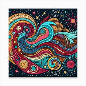 Psychedelic Doodles, Abstract Png Clipart Canvas Print