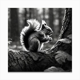 Black And White Squirrel 1 Canvas Print