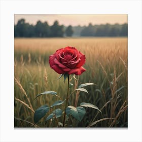 Red Rose In The Field Canvas Print