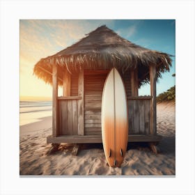 Surfboard On The Beach Canvas Print