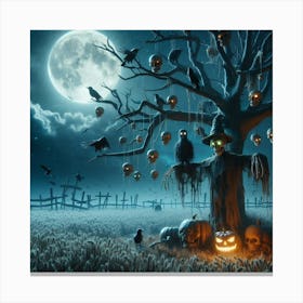 Scary Halloween Tree Canvas Print