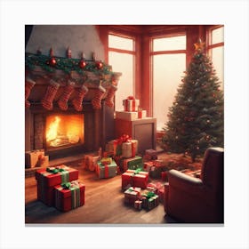 Christmas Tree In The Living Room 52 Canvas Print