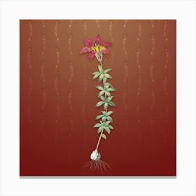 Vintage Wood Lily Botanical on Falu Red Pattern n.1202 Canvas Print