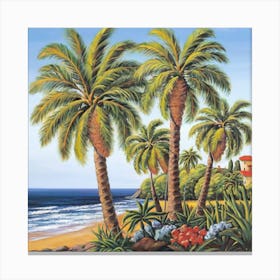 Palm Trees On The Beach 2 Canvas Print