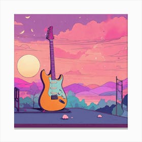 Electric Guitar Dreams Cozy Webpage Background Her Canvas Print