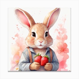 Rabbit With Strawberries Canvas Print