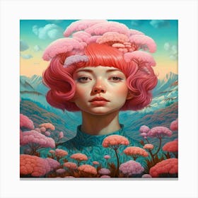 'A Woman With Pink Hair' Canvas Print