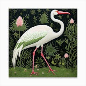 Ohara Koson Inspired Bird Painting Flamingo 1 Square Canvas Print
