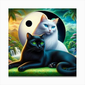 Yin Yang Cats 15 Canvas Print