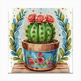 Watercolor Cactus Canvas Print