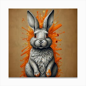 Rabbit With Orange Splashes Canvas Print