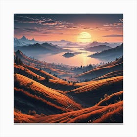 Sunset In The Mountains 3 Canvas Print