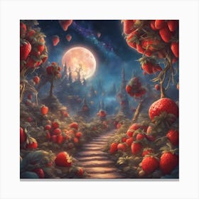 The Stars Twinkle Above You As You Journey Through The Strawberry Kingdom S Enchanting Night Skies, Canvas Print