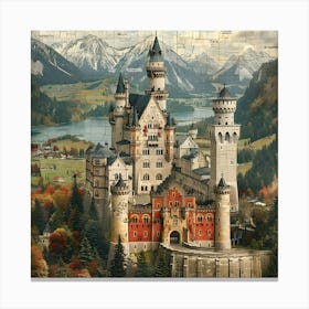 Neuschwanstein Castle,collage Canvas Print