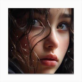 Girl With Raindrops Canvas Print