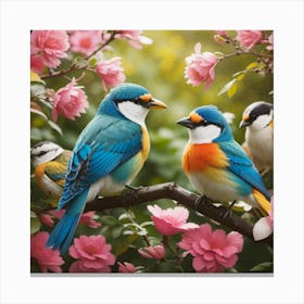 Birds On A Branch 2 Canvas Print