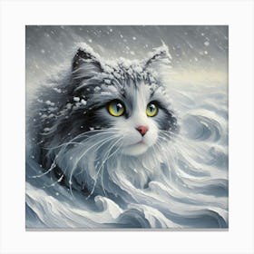 Cat In The Snow Canvas Print