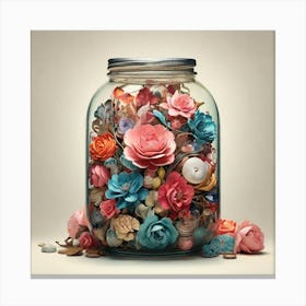 Jar Of Flowers Canvas Print