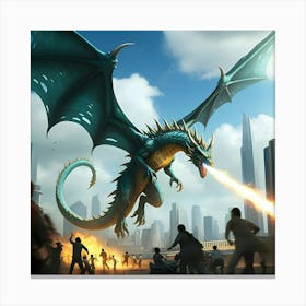 Rise Of The Aqua Blue Dragons By Land 1 Canvas Print