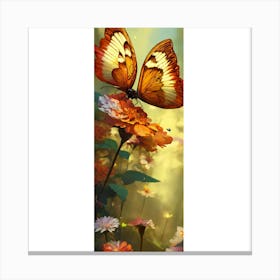 Butterfly On A Flower Canvas Print