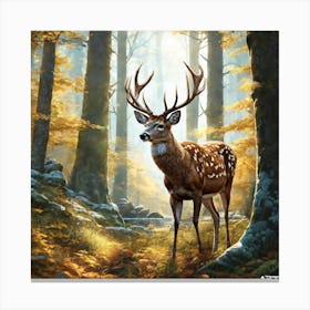 Deer In The Woods 54 Canvas Print