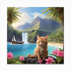 Cat On The Beach Canvas Print